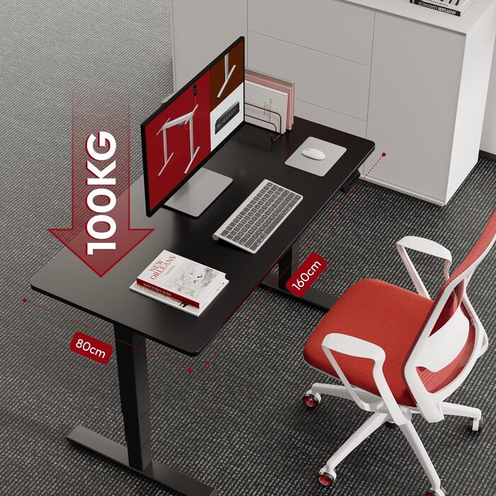 Регульований стіл Sanodesk 160x80 см, білий+ahron, електричний, ергономічний, з двомоторним підйомником