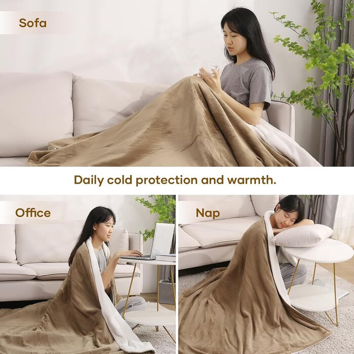 Електричний ковдрик-плед з 4 рівнями нагріву та автовимкнення через 6 годин, 130x180 см, м'який фланель, для зігрівання тіла, машинне прання