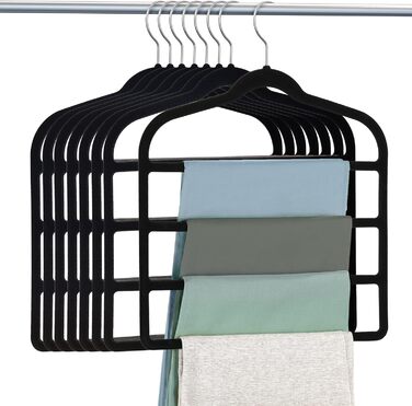 Набір вішалок для штанів DUDUCOFU (6 шт.) з ABS та велюровим покриттям, чорного кольору