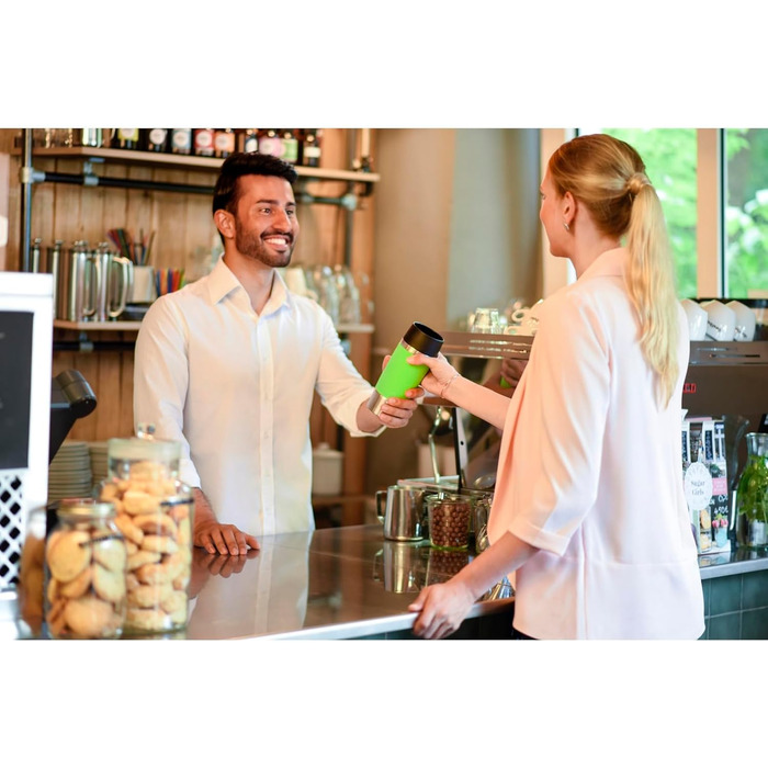 Термокружка Emsa Travel Mug Classic 360 ml, жовта, з рукавом, Quick-Press, 360° відкриття