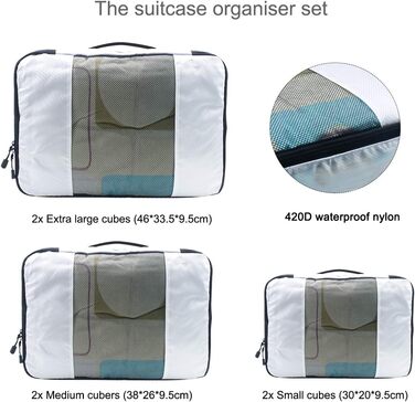 Набір органайзерів для одягу в подорож Netspower, 6 шт, сітчасті сумки для валізи, рюкзака та взуття, зелені