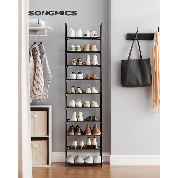 Полиця для взуття SONGMIC, 10 рівнів, 45x28x173 см, металева