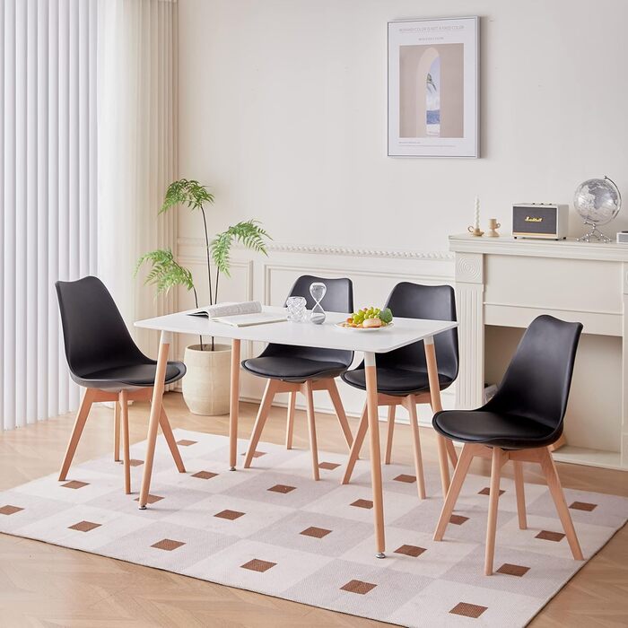 Стіл обідній GrandCA HOME прямокутний, 110x70x75 см, білий. Масивне дерево, MDF, для кухні/вітальні