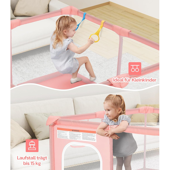 Дитячий манеж Dripex 124x124 см з дихаючою сіткою, сірий. Манеж для ігор, безпечний, з тканини Oxford 210D