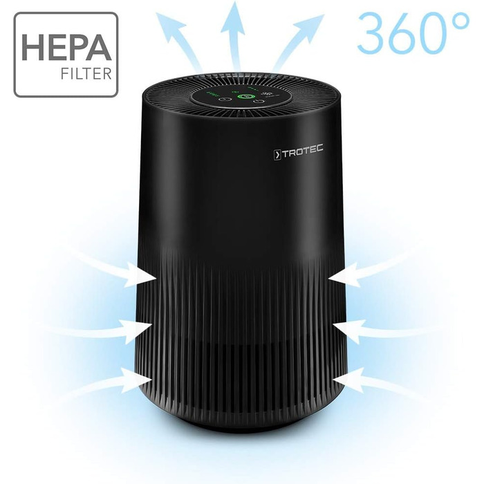 Повітряочисник Trotec AirgoClean 11 E: HEPA-фільтр для алергіків, до 15 м², 3 швидкості, видаляє 99,97% частинок, для курців, енергоефективний