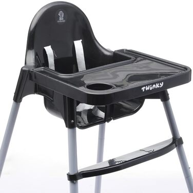 Дитячий стільчик для годування Twinky Hochstuhl Baby ECO з регулюванням спинки, чорний