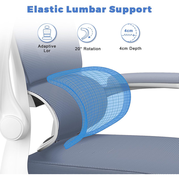 Офісний стіл Naspaulro: ергономічний крісло з регульованою підголівником, підлокітниками та підтримкою попереку. Дихаючий сітчастий матеріал для дому та офісу.