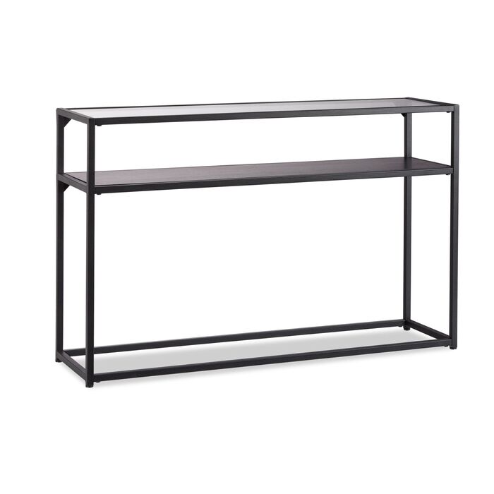 Чорний консольний столик Relaxdays з скляною стільницею