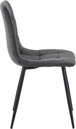 Стілець для їдальні ALBATROS Bora з оббивкою з корду, комплект з 4 шт, антрацит, вінтажний дизайн, витримує до 110 кг, м'який стілець для кухні, стілець до обіднього столу, оббивка з корду антрацитового кольору