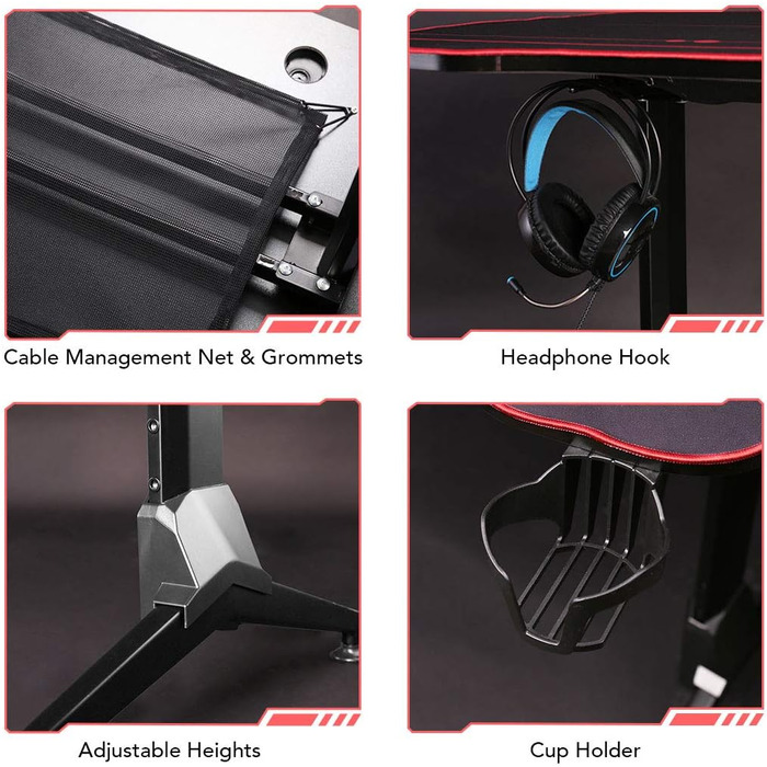 Ігровий стіл SANODESK з регулюванням висоти, 160 см, чорний