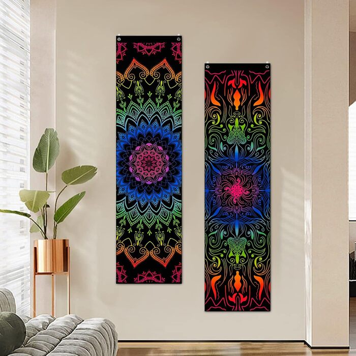 Упаковки Blacklight Mandala Tapestry UV Reactive Bohemian 120x32.5см для спальні/вітальні, 2