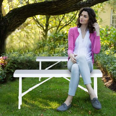 Набір з двох білих дерев'яних лавок Relaxdays