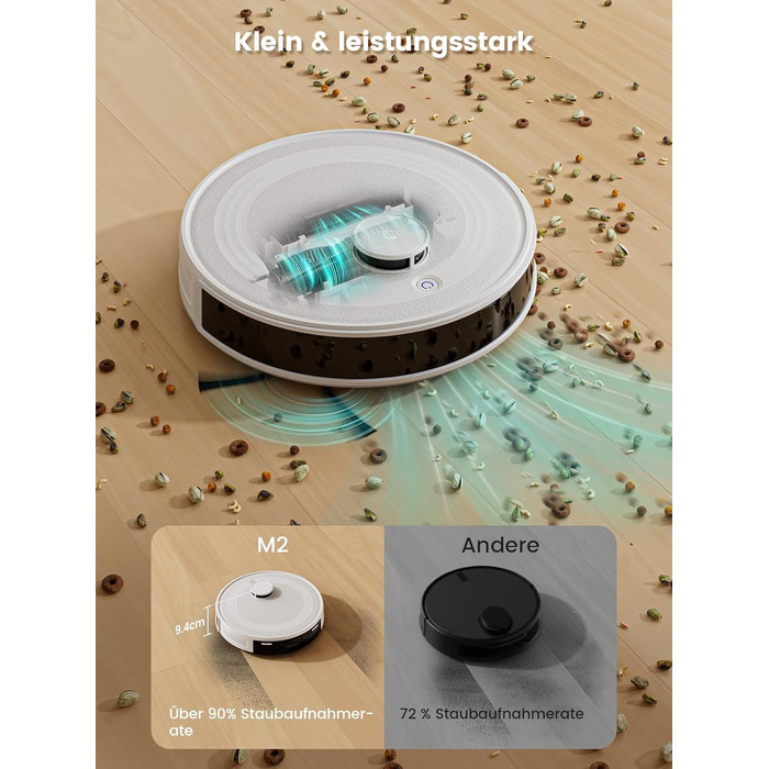 Робот-пилосос LEFANT M2 з функцією миття, багатошарове мапування, керування через APP/Alexa, Wi-Fi 2.4G/5GHz, для шерсті тварин, килимів та твердих підлог