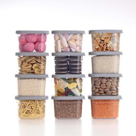 Набір контейнерів для зберігання продуктів [12 шт] Anthrazit. Складні, економія місця, герметичні контейнери для кухні, зберігання борошна, 500 мл.