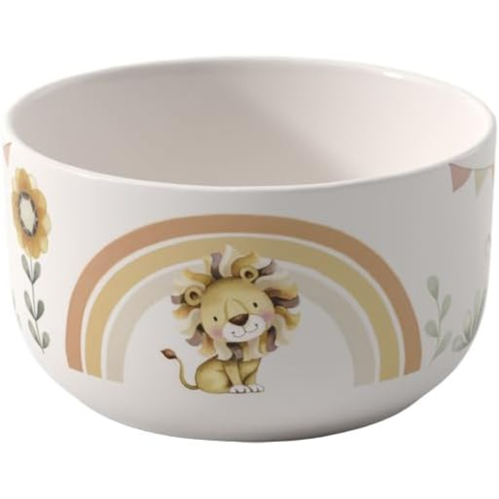 Дитячий посудовий набір Villeroy & Boch Boho Kids 'Roar like a lion' (7 предметів), з нержавіючою сталею, зорієнтований на дітей, з мотивом лева та мавпи, преміум-посуд, безпечний для миття в посудомийній машині та мікрохвильовій печі