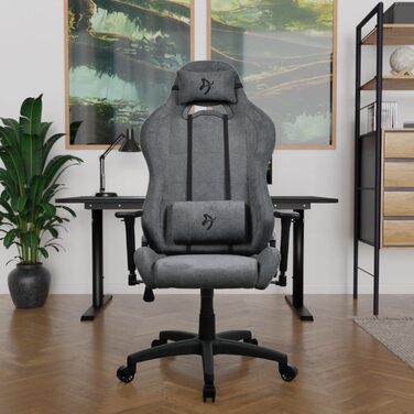 Ігровий та офісний крісло Arozzi Torretta Premium з SoftFabric™, ергономічний дизайн, 3D підлокітники, висока спинка, регульована решітка, 2 подушки – (Ash)