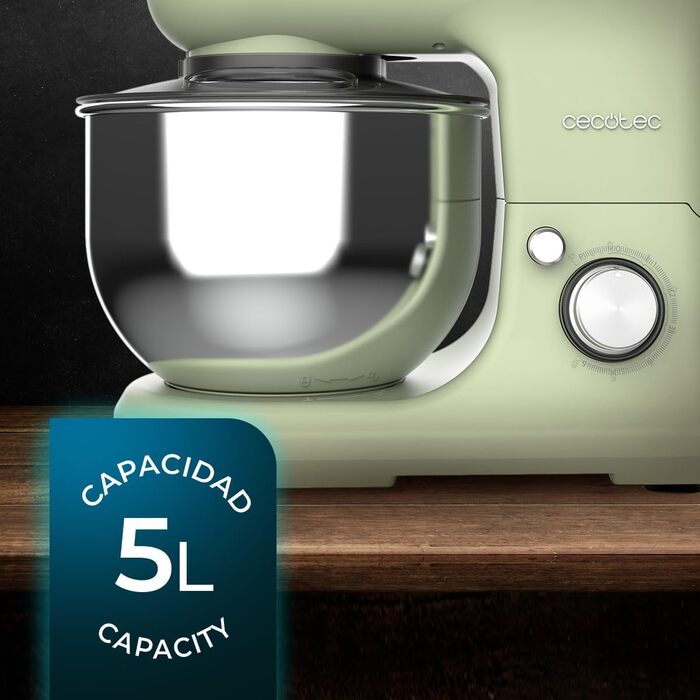 Міксер Cecotec Cecomixer Merengue 5L 1200W: 6 швидкостей, сталева чаша 5л, зелений, 5 функцій