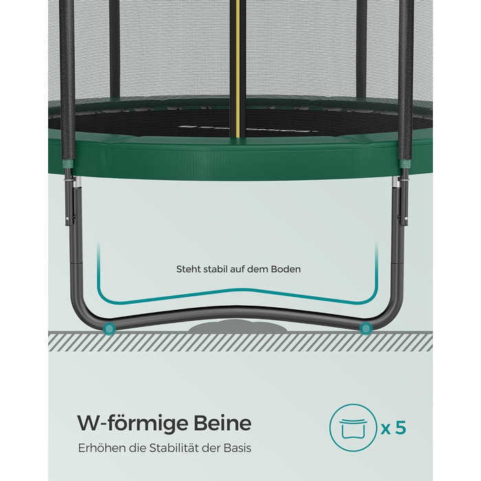 Батут SONGMICS вуличний Ø427 см з захисною сіткою та драбиною, чорно-зелений