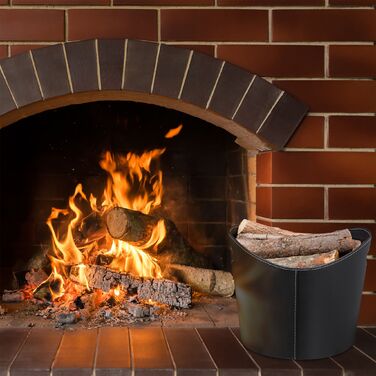 Кошик для дров Relaxdays, штучна шкіра, чорний