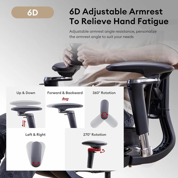 Офісний крісло MUSSO X700 з регульованою поперековою підтримкою GlideTrack, 6D підлокітниками, 4D підголівником та зсувною основою та підставкою для ніг – інтелектуальний комфорт для роботи, навчання та геймінгу (чорний)