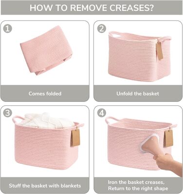 Кошики для зберігання TIMEYARD, набір 3 шт., рожеві, 33 x 25 x 22,5 см