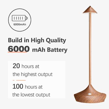 LED настільна лампа Hapfish 2 шт. на акумуляторі, бездротова, диммувана, водонепроникна, для дому та вулиці, матеріал: алюміній, колір: коричневий (2шт)