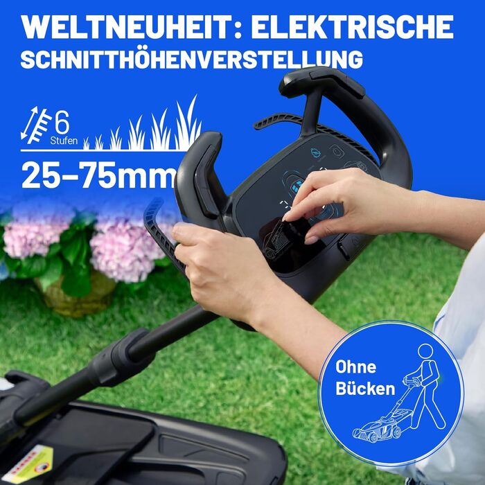 Акумуляторний акумуляторний газонокосарка Litheli Easysurge 43 см, 40V, самохідна, безщітковий двигун, до 500 м², 50 л, 25-75 мм, 2 x 4.0 Ah