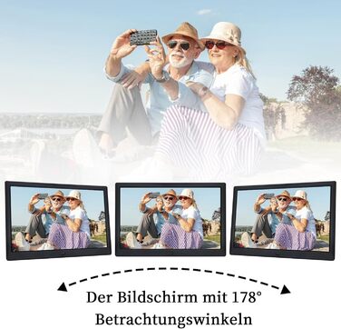 Цифровий фоторамка TSITSC 8.7 дюйма, IPS-дисплей 1024*768, календар, музика, фото- та відеоплеєр, підтримка USB/SD, з пультом ДУ (Чорний)