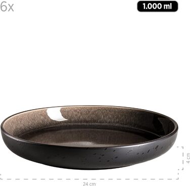 Захоплюючий набір посуду в вінтажному стилі Modern 6 18шт керамічна сіра чорна керамогранітна плитка (набір тарілок 12шт, сірий) 934020 Серія Niara
