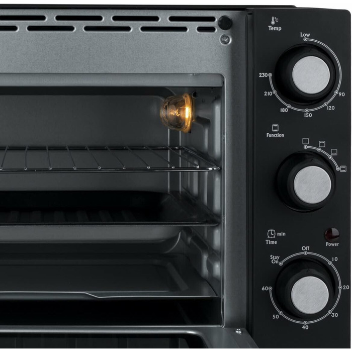 Міні-піч H.Koenig FO42, 42л, 230°C, 5 режимів, таймер 90хв, конвекція, гриль, з щипцями, крихтозбірник, поворотний насадка, 2000W