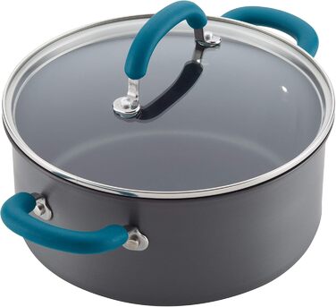 Набір кухонного посуду Rachael Ray, 11 предметів, з нержавіючої сталі, з антипригарним покриттям, сірий з блакитно-зеленими ручками