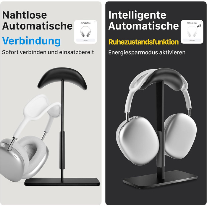 Підставка для навушників AirPods Max, алюміній, чорний, з режимом сну, антиковзаюча, захист від подряпин