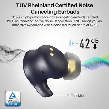 Навушники TOZO X1, бездротові, гібридний драйвер, LDAC, додаток, 42 дБ ANC, ENC - Star Black