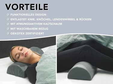 Подушка для колін XDREAM bequemes для тих, хто спить на боці | Ортопедична подушка для ніг з Memory Foam для полегшення болю в колінах та спині | Підтримка шиї та попереку | Знімний чохол (кальянковий пінопласт)