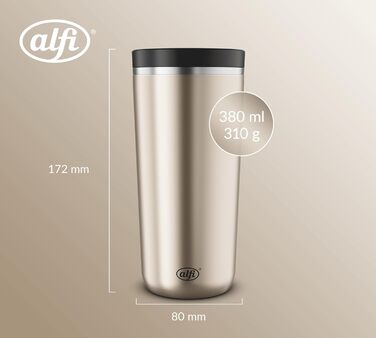 Термокружка Alfi ISO COFFEE MUG PRO, 0.38 л, нержавіюча сталь, для кави з собою, з ізоляцією, 6 годин гаряча, 12 годин холодна, без BPA, для миття в посудомийній машині (Champagne)