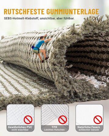 Набір килимків для ванної кімнати: антиковзаючі килимки, набір 2 шт., бохо-стиль, для ванної, спальні, вітальні, 51 x 120 см + 41 x 61 см, коричнево-білий (зелено-білий)