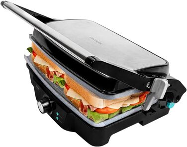 Електричний гриль Cecotec Rock'nGrill 1500 Stone Ceramic Mix&Grill, 1500 Вт, керамічне покриття, 180 градусів, з піддоном для жиру