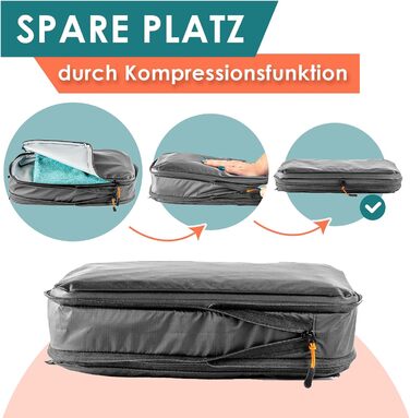 Набір компресійних органайзерів для одягу в подорожі Packing Cubes, 8 предметів, сірі — легкі сумки-вкладки для рюкзака та валізи