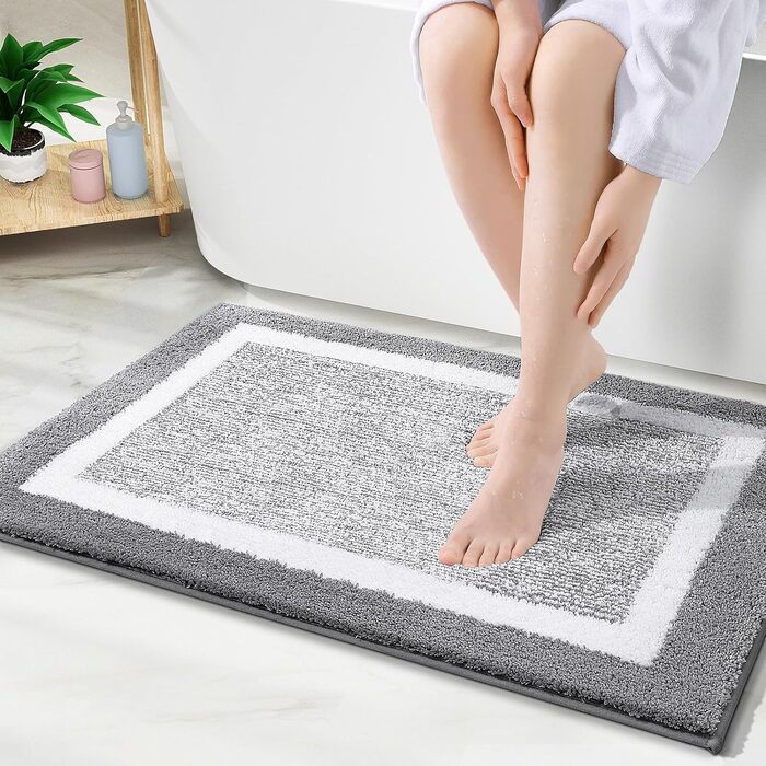 Килимок для ванної з мікрофібри Smiry Non-Slip Super Soft Washing 50x75 см, світло-сірий