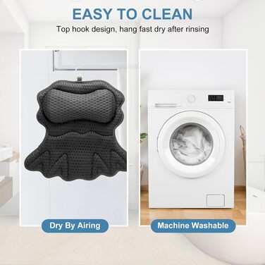 Подушка для ванни SetSail, анатомічна, з 6 присосками, чорна