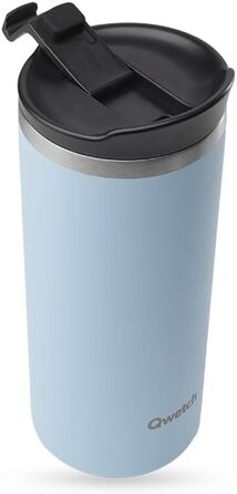 Термокружка QWETCH з нержавіючої сталі 470 мл - ізоляційний термос для кави та чаю - зберігає тепло 6 годин, холод 12 годин - без BPA, не протікає, багаторазовий - термос для подорожей (Пастельно-блакитний)