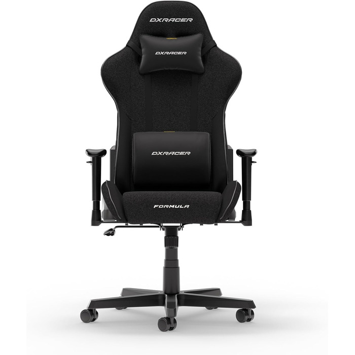 Крісло ігрове DXRacer Formula L, чорний, тканина FD23 - ергономічне, для ПК геймерів та офісу