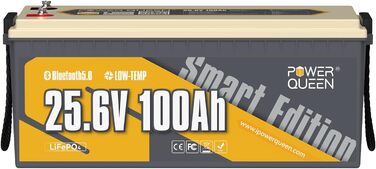 Акумулятор Power Queen LiFePO4 12,8V100Ah з Bluetooth RV190, понад 4000 разів DeepCycle, довговічна батарея, ідеальна для автофургонів, автофургонів, тролінгового мотора та кемпінгу (24V100Ah BT)