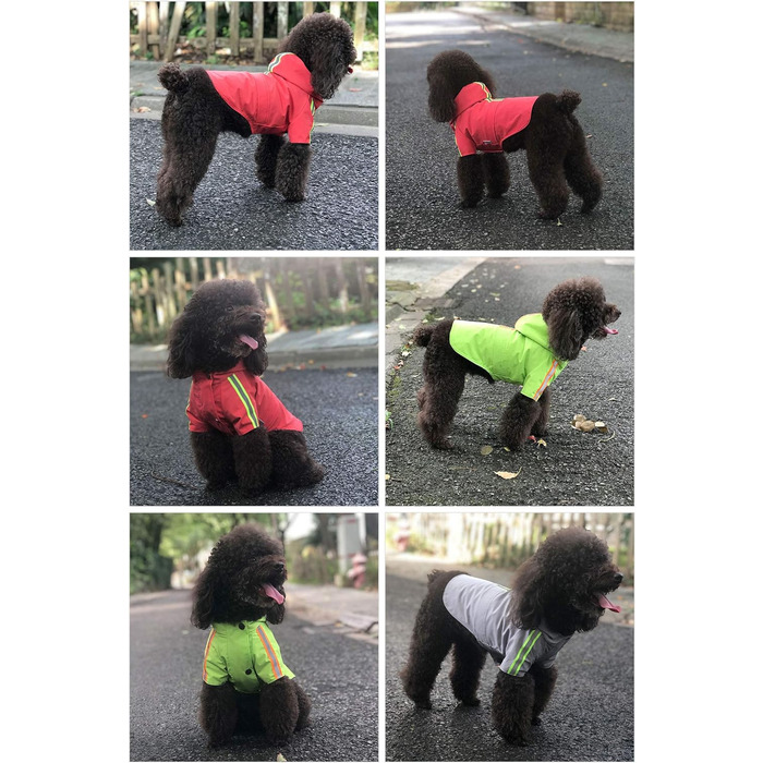 Макінтош для собак lovelonglong, капюшон, блискавка, світловідбиваюча смужка, зелений, XS