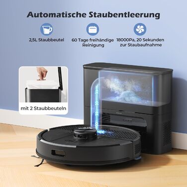 Робот-пилосос Lubluelu SL68 Plus 3-в-1 з функцією миття, 4500Pa, лазерна навігація, керування через додаток, 24 зони заборони для шерсті тварин, килим