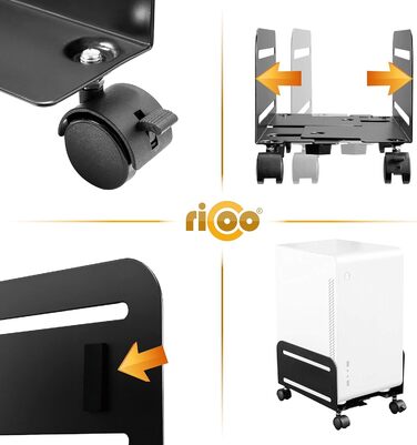 Підставка для комп'ютера RICOO на роликах: мобільний стійкий стенд для ПК, сервера та робочого місця