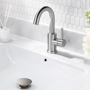 Змішувач для ванної кімнати/кухні FORIOUS Hoch 360° з нержавіючої сталі, з підйомом 175 мм, з підключенням до гарячої та холодної води, для мийки, для дому та кемпінгу