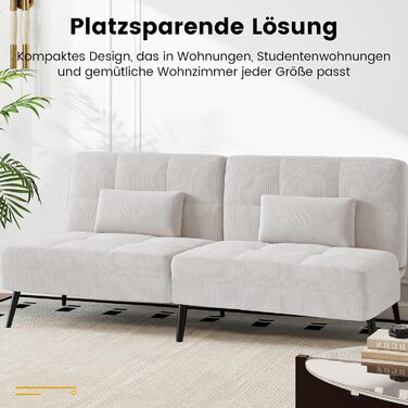 Диван-ліжко LUCKRACER 3-місний з регулюванням кута нахилу, Cordstoff, Бежевий