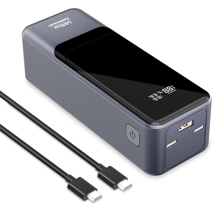 Вт 27000 мАг, 3 порти USB-C PD3.0, швидка зарядка, цифровий дисплей, сумісний з MacBook, iPhone, 145