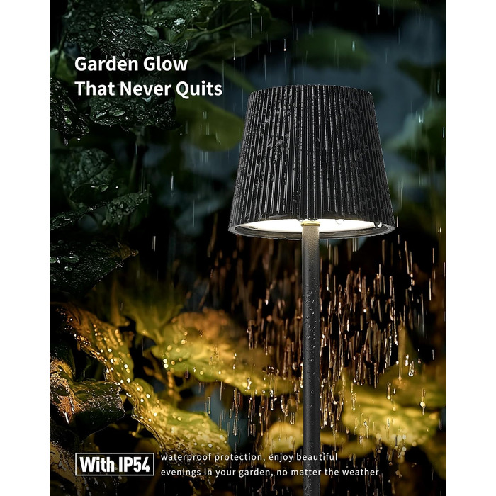 LED настільна лампа LuminexDesigns бездротова з акумулятором 5200mAh – димерна нічна лампа з тривалим часом роботи, IP54 вологостійка – для спальні, офісу, саду, декору, біла (3000K/4500K/6000K)